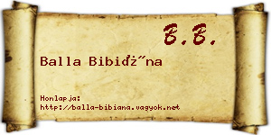 Balla Bibiána névjegykártya